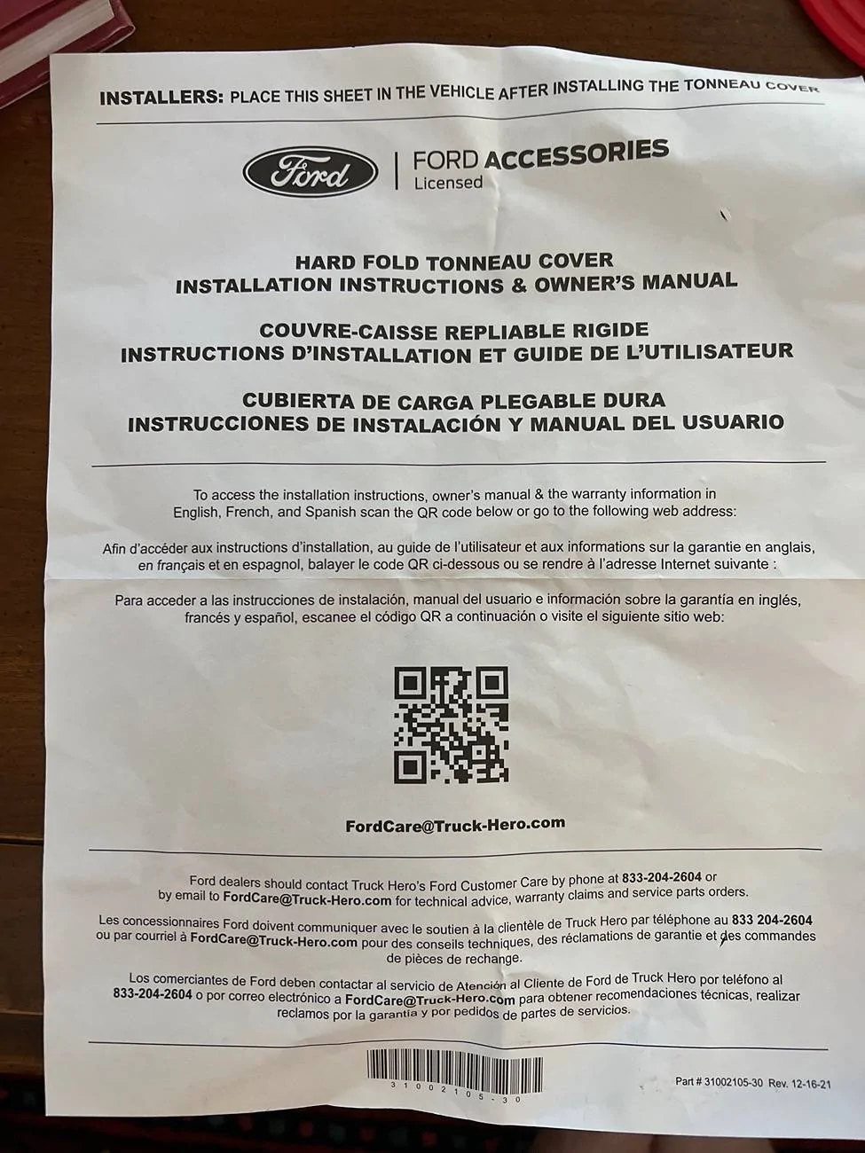 Ford Ranger PSA Re: Ford OEM Hard TriFold Bed Cover - Proper OEM Directions / Instructions imag