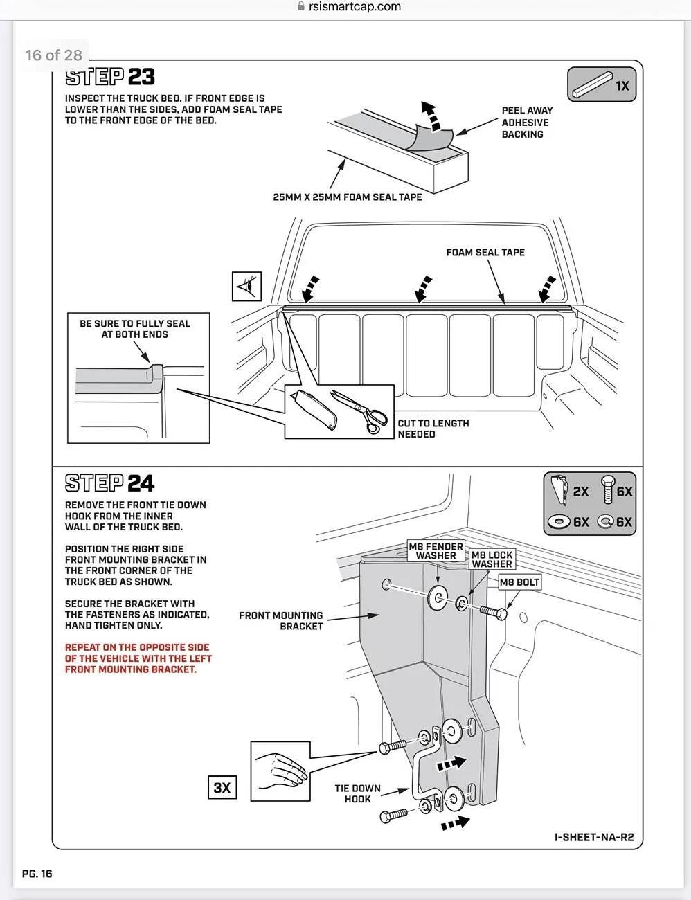 Ford Ranger 2024 Ranger Bed Cap "shims" IMG_6759