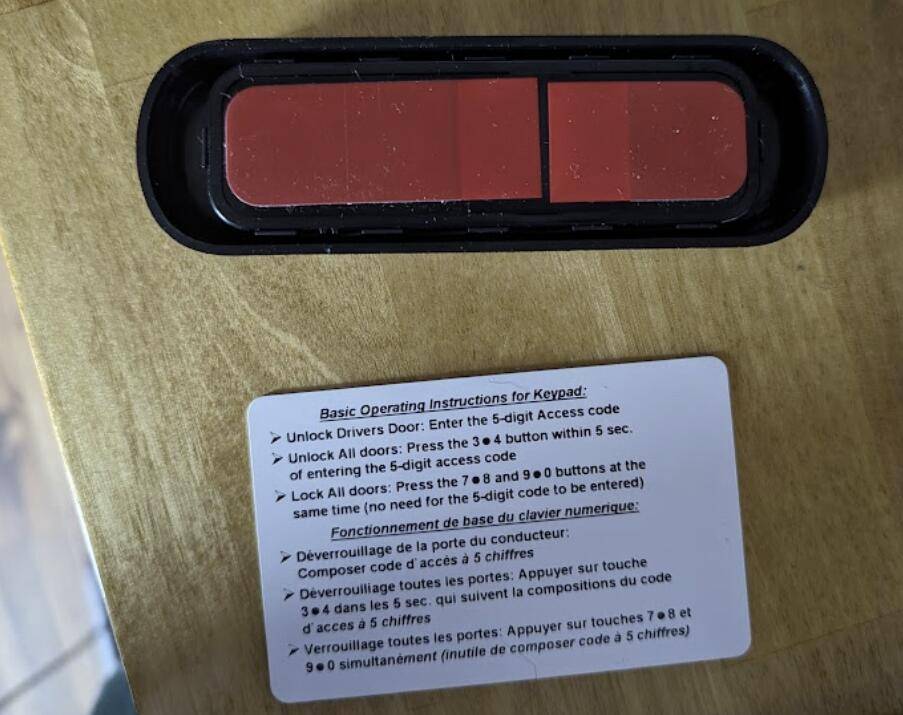 Ford Ranger Keyless Entry KeyPad (Unused) 1722448489877-3z