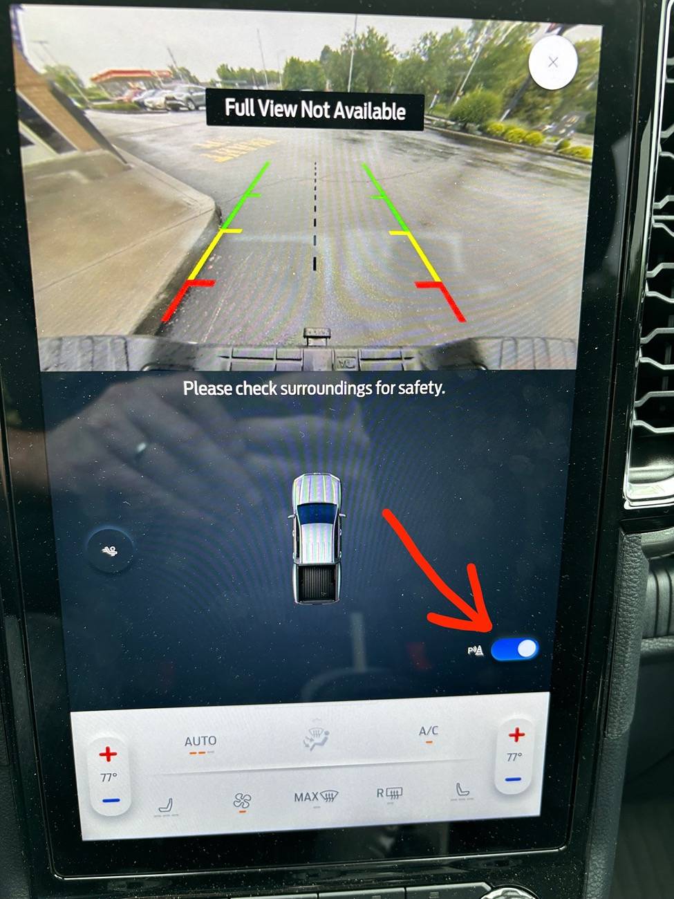 Ford Ranger Behavior of backup collision avoidance feature IMG_5797