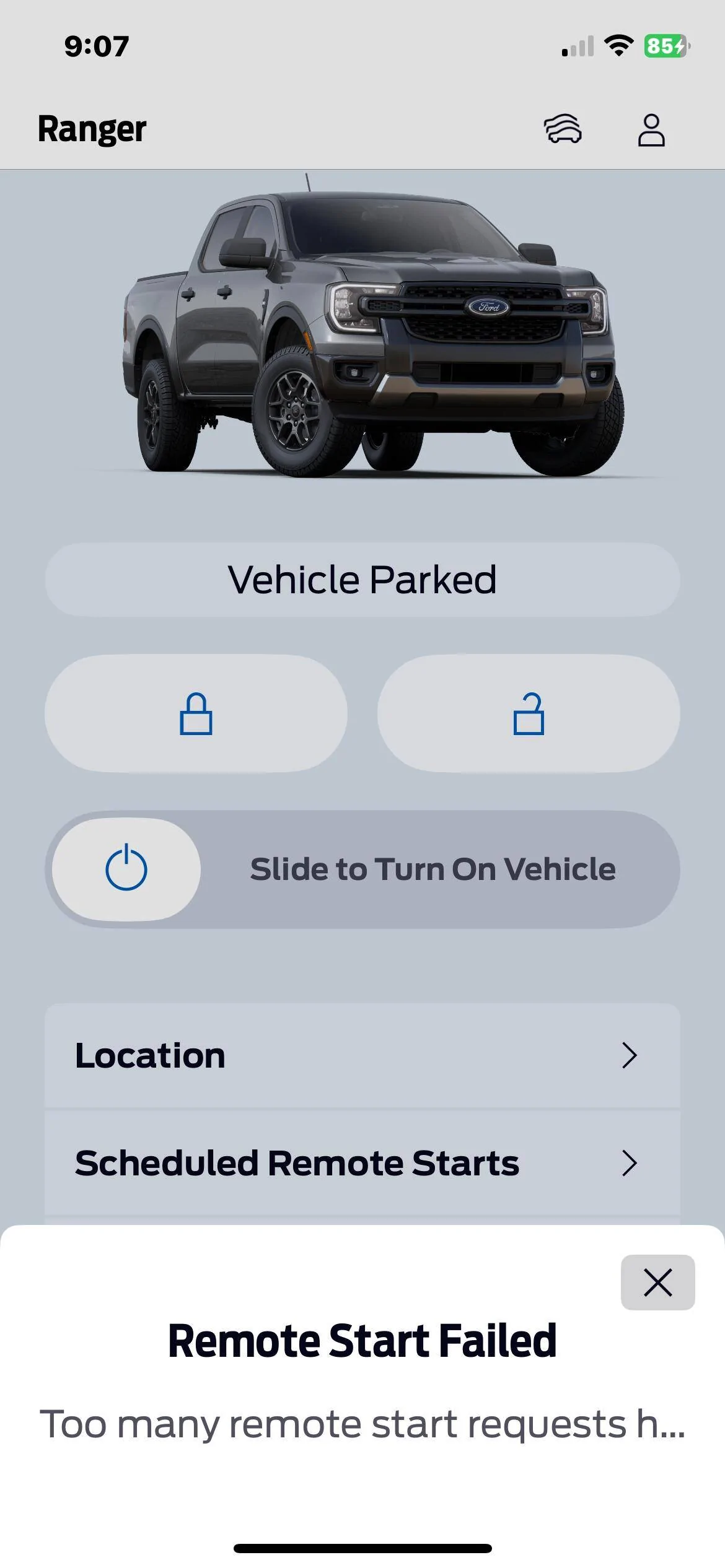Ford Ranger FORDPASS Won’t let me remote start IMG_5230