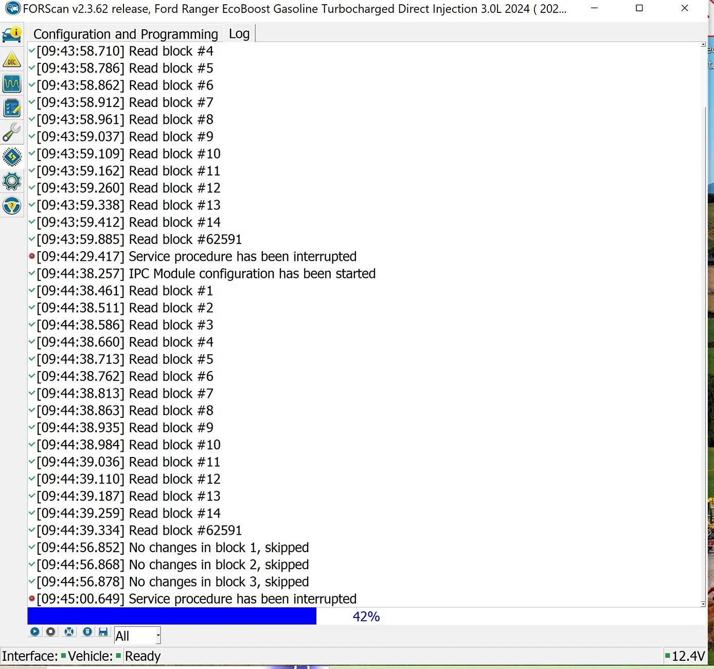 Ford Ranger Ranger RAPTOR V6 FORScan spreadsheet? service interupted