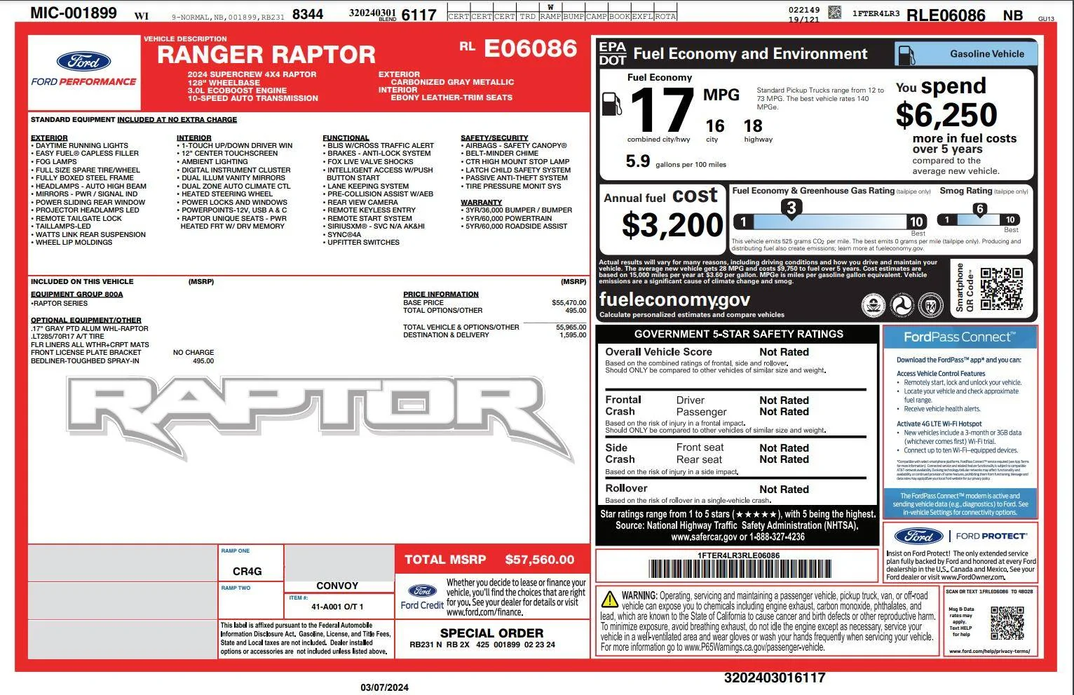 Ford Ranger SOLD 2024 Ranger Raptor / $51k OBO / 8k Miles - Carbonized Grey Metallic imag