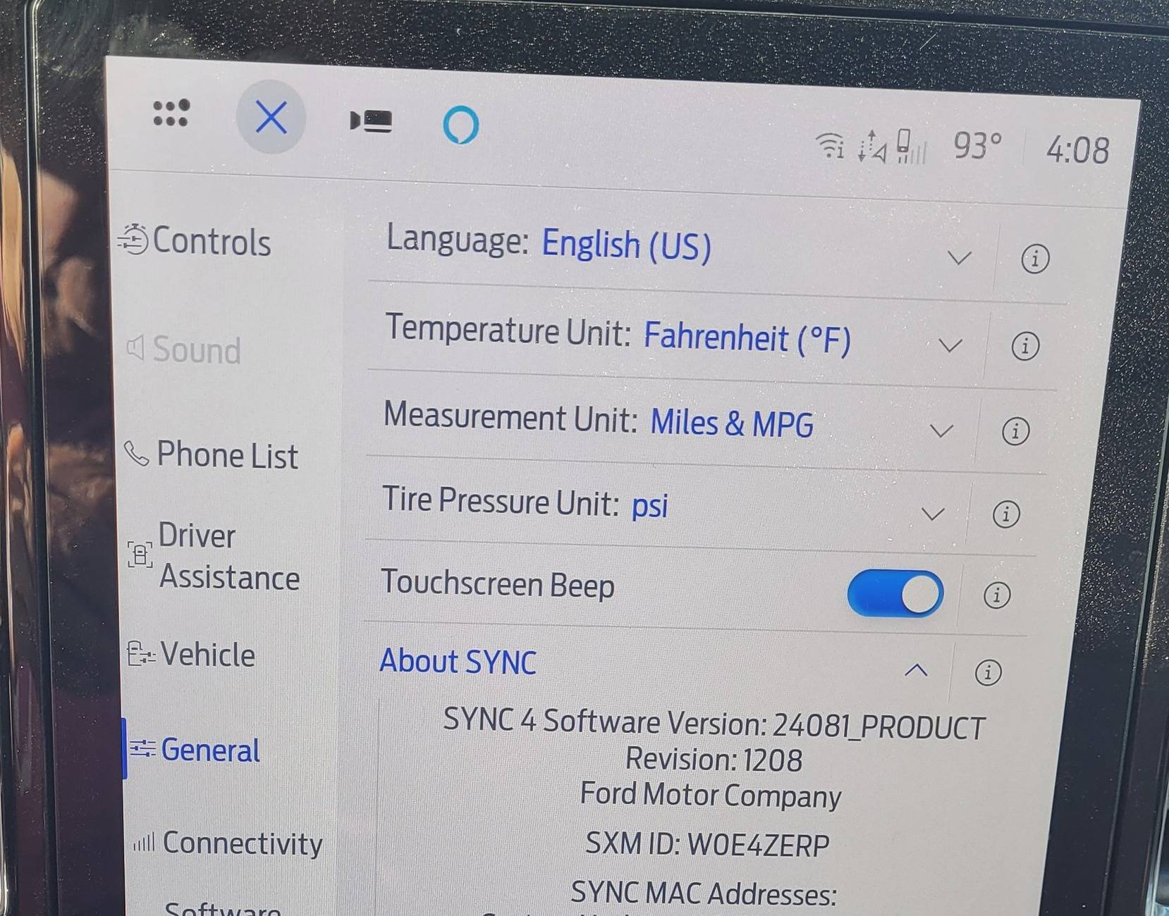 Ford Ranger Sync 4A Missing Sync4screen