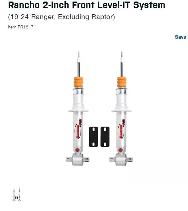 Ford Ranger Non-Raptor Lift Kits 2inch lift