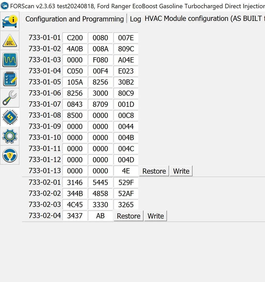Ford Ranger FORScan NA Ranger 6th Gen (2024+) Crowdsourced Spreadsheet Capture1