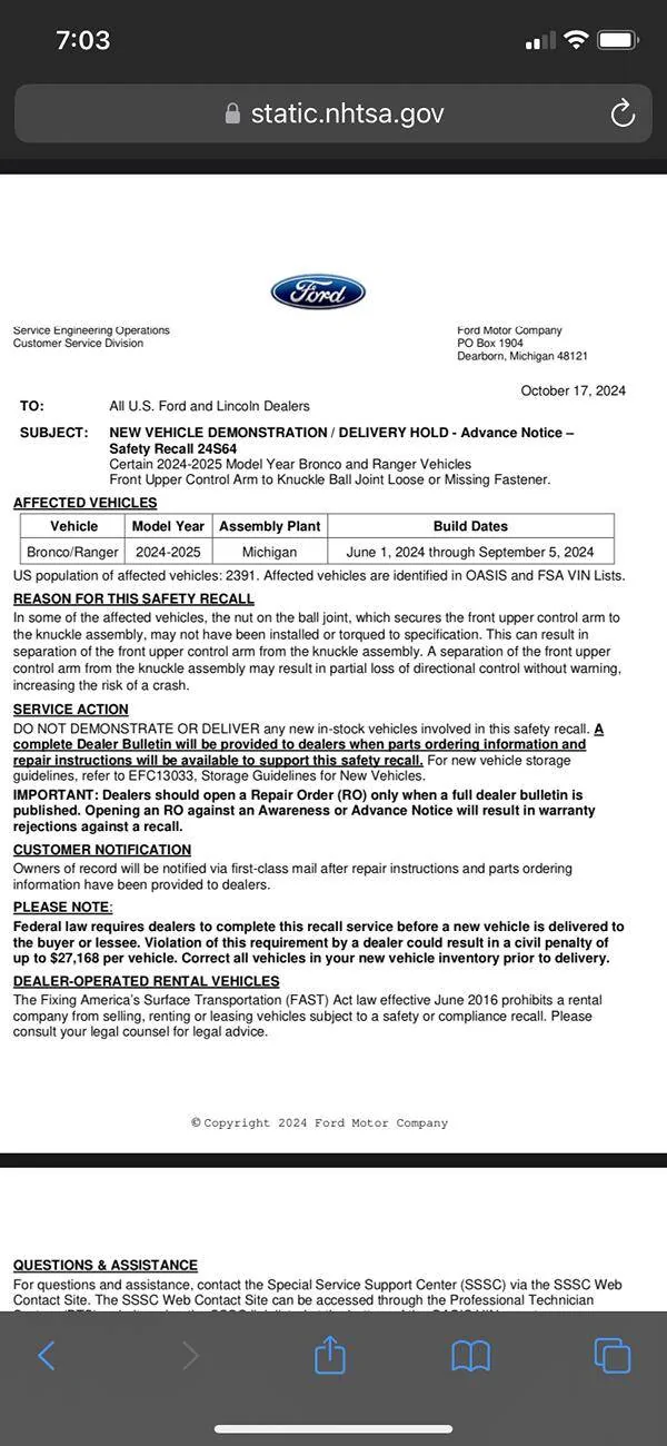 Ford Ranger NHTSA Recall 24V770: Separation of Front Upper Control Arm (UCA) IMG_7666