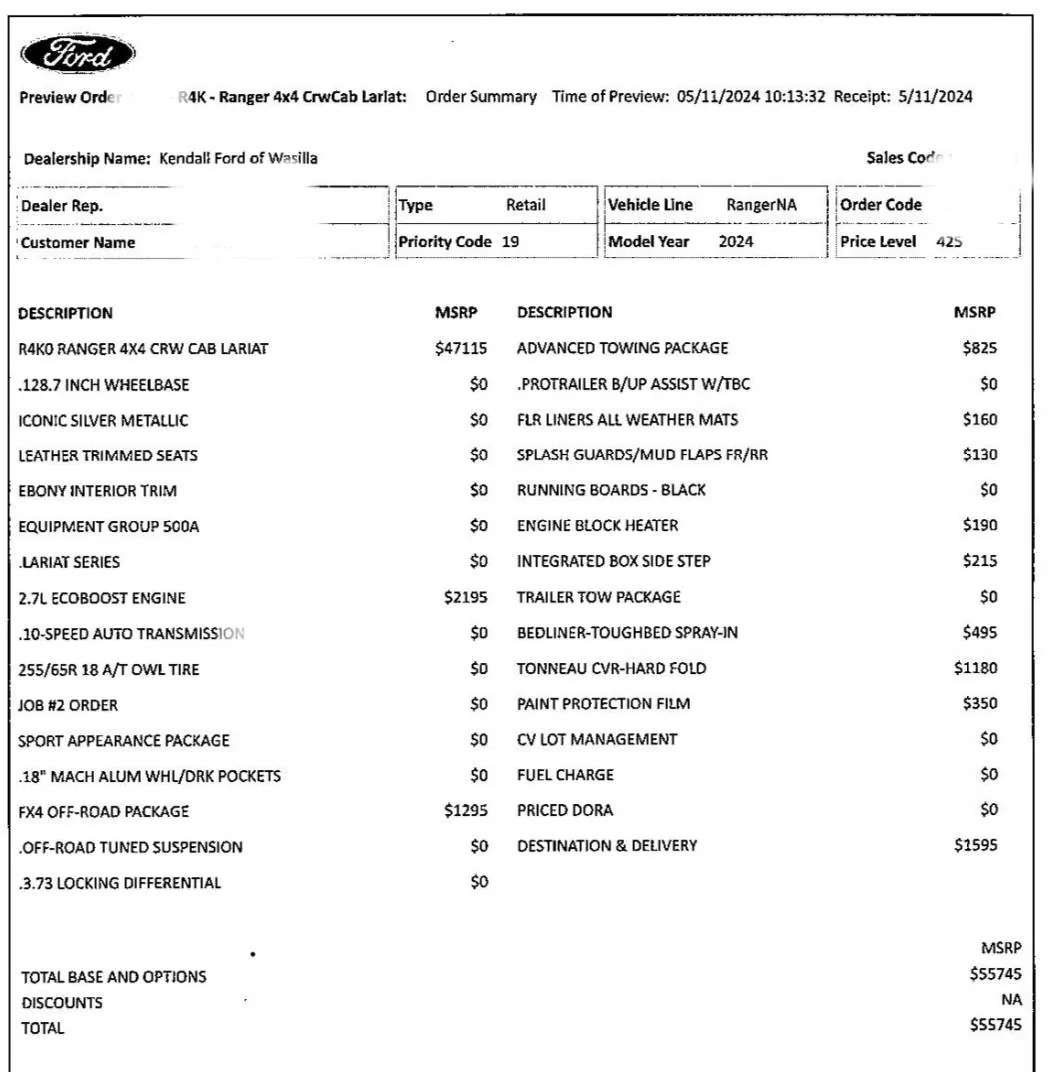Ford Ranger 2025 Lariat Ordered - How did I do? IMG_1165