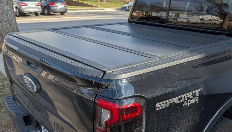 Ford Ranger Bison Tri Fold Tonneau Cover on a 2024 Ranger XLT flush2
