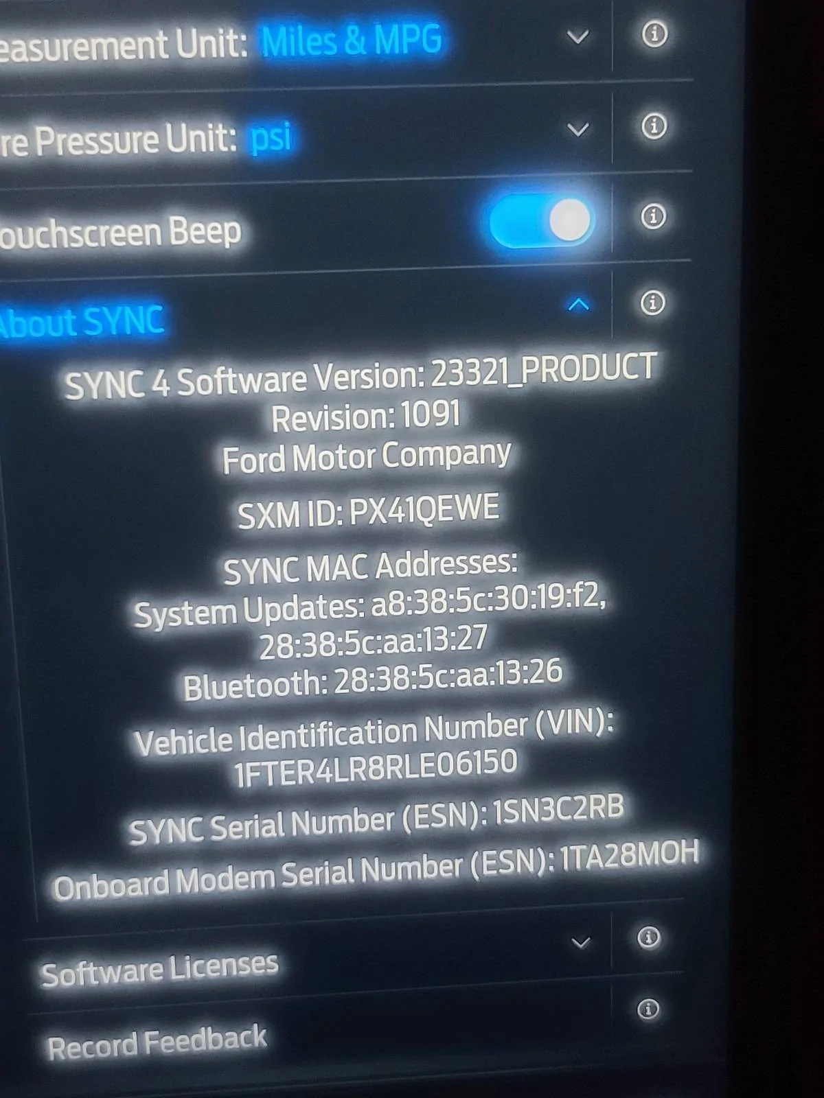 Ford Ranger Got my first OTA sync update 20241211_202935