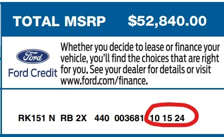 Ford Ranger Ranger Ordering FAQ Window Sticker Build Dat
