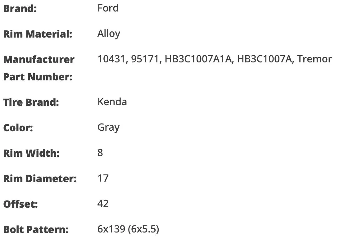 Ford Ranger Ford performance rims Screenshot 2025-01-03 at 5.51.32 PM