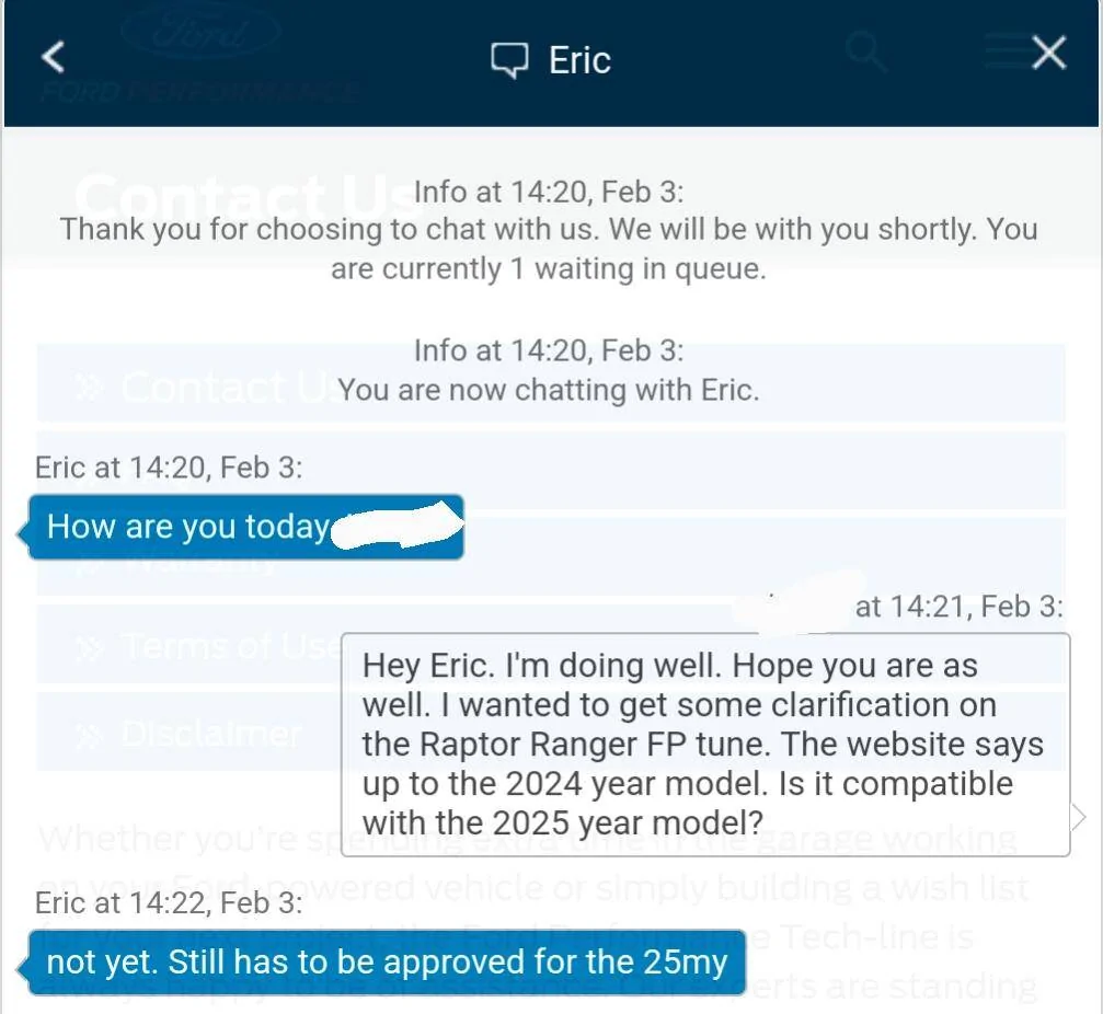 Ford Ranger Ford Performance Tune not approved for 2025 Raptor Ranger 1738728205032-2