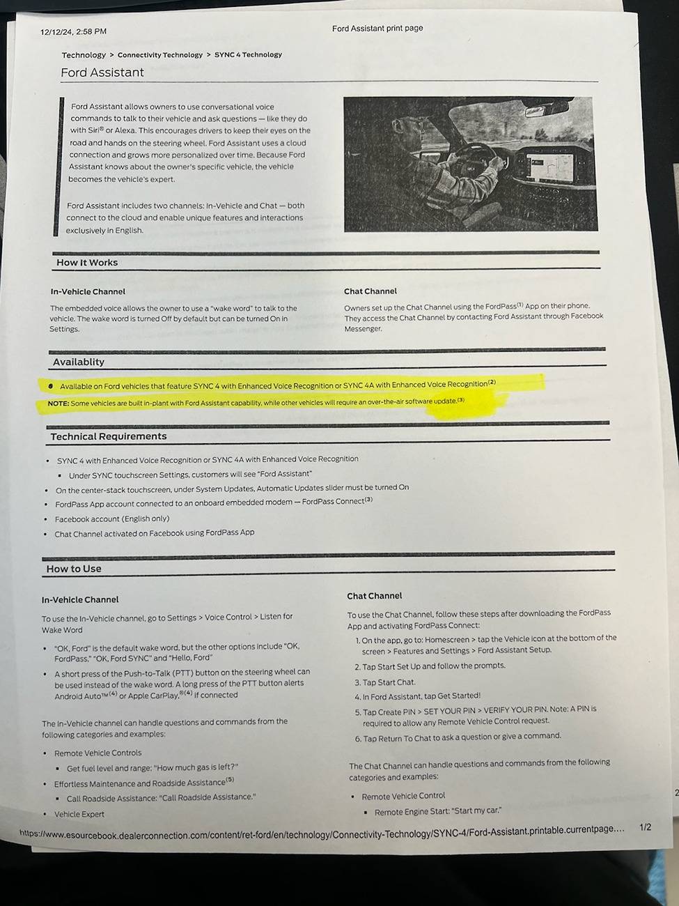 Ford Ranger Anyone with a 2024 STX having voice command issues? Ford SYNC build