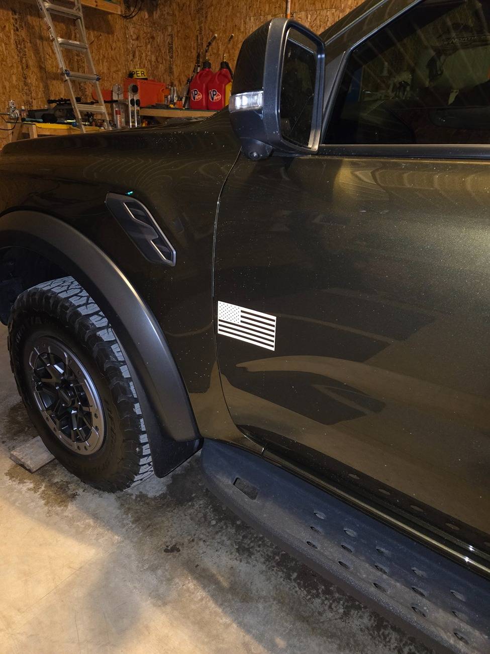 Ford Ranger Black reflective American flag decal. 20250205_173324