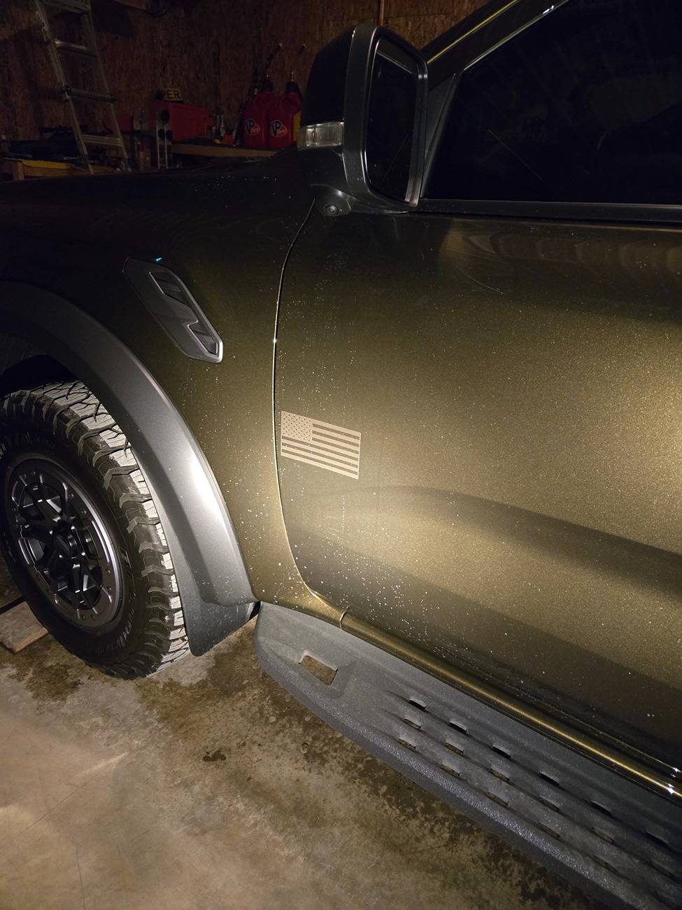 Ford Ranger Black reflective American flag decal. 20250205_173345