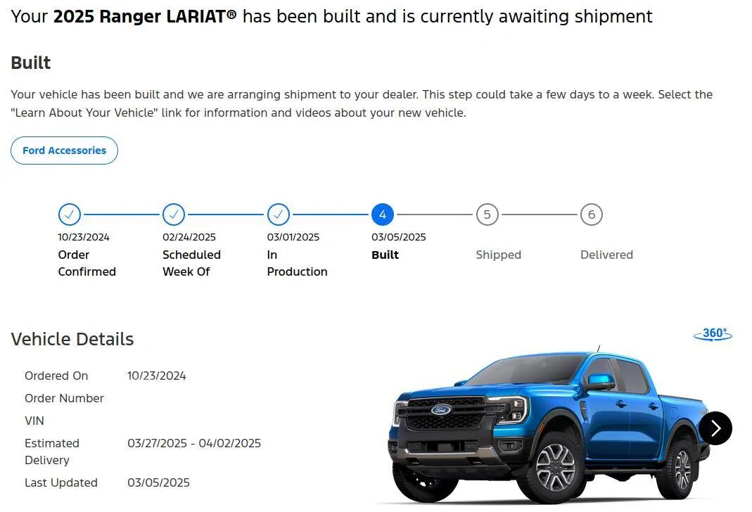 Ford Ranger Odd to have a build week during assembly plant shutdown? rangerorder030625