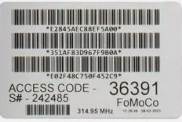 Ford Ranger Factory Key Code Location 2024 Ranger Raptor 1741672170824-c9