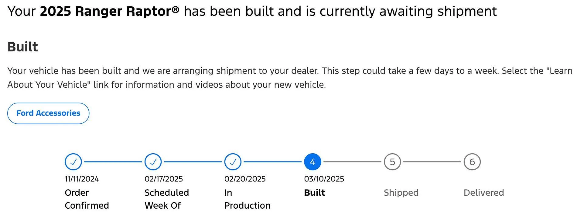 Ford Ranger My order shows in production since February 5th Screenshot 2025-03-11 at 6.54.24 AM