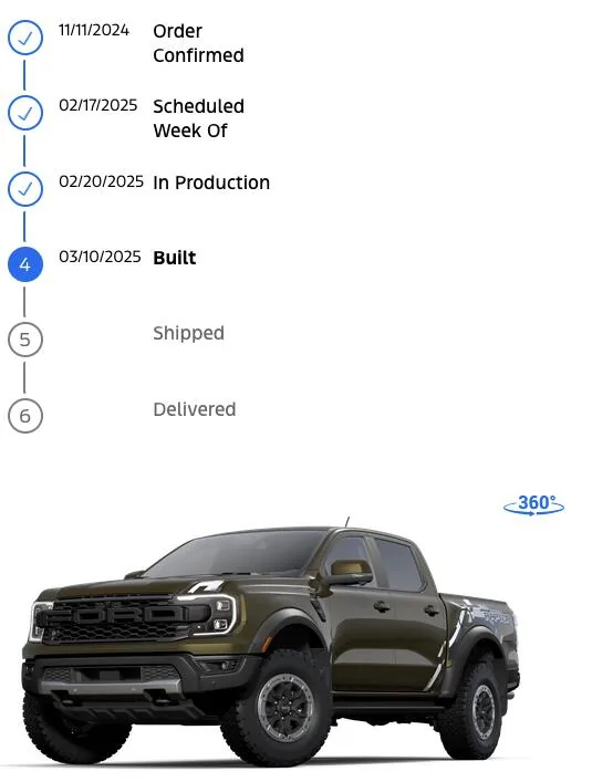 Ford Ranger 2025 Order update Screenshot 2025-03-11 at 10.40.31 AM