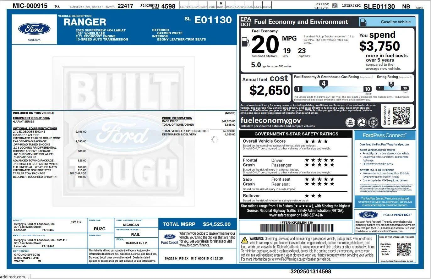 Ford Ranger Portions of Window Sticker Grayed Out - why? Screenshot from 2025-03-13 15-23-04