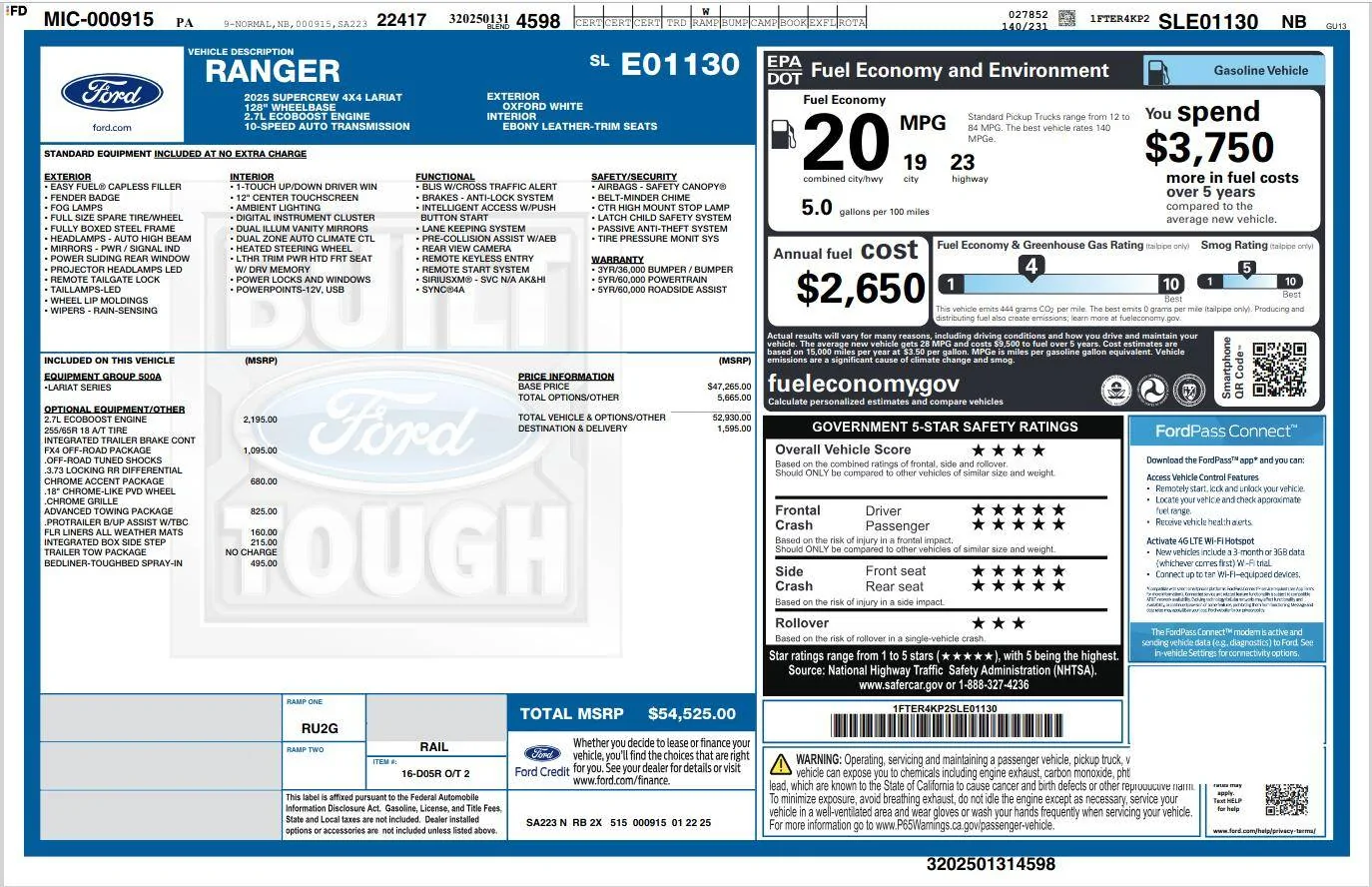 Ford Ranger Portions of Window Sticker Grayed Out - why? Screenshot from 2025-03-13 15-23-52