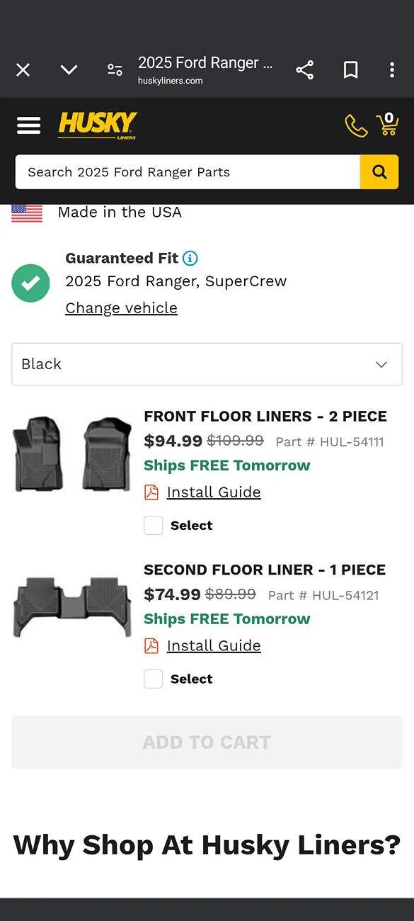 Ford Ranger Floor mats for 2024+ XL Rangers with no Carpet Screenshot_20250315-162005