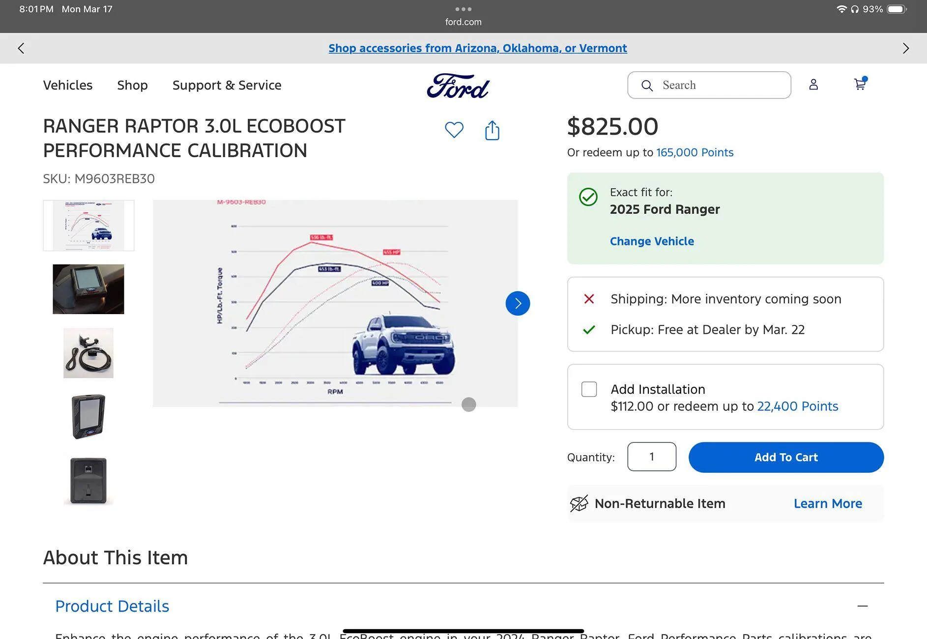 Ford Ranger Ford Performance Tune not approved for 2025 Raptor Ranger IMG_0014