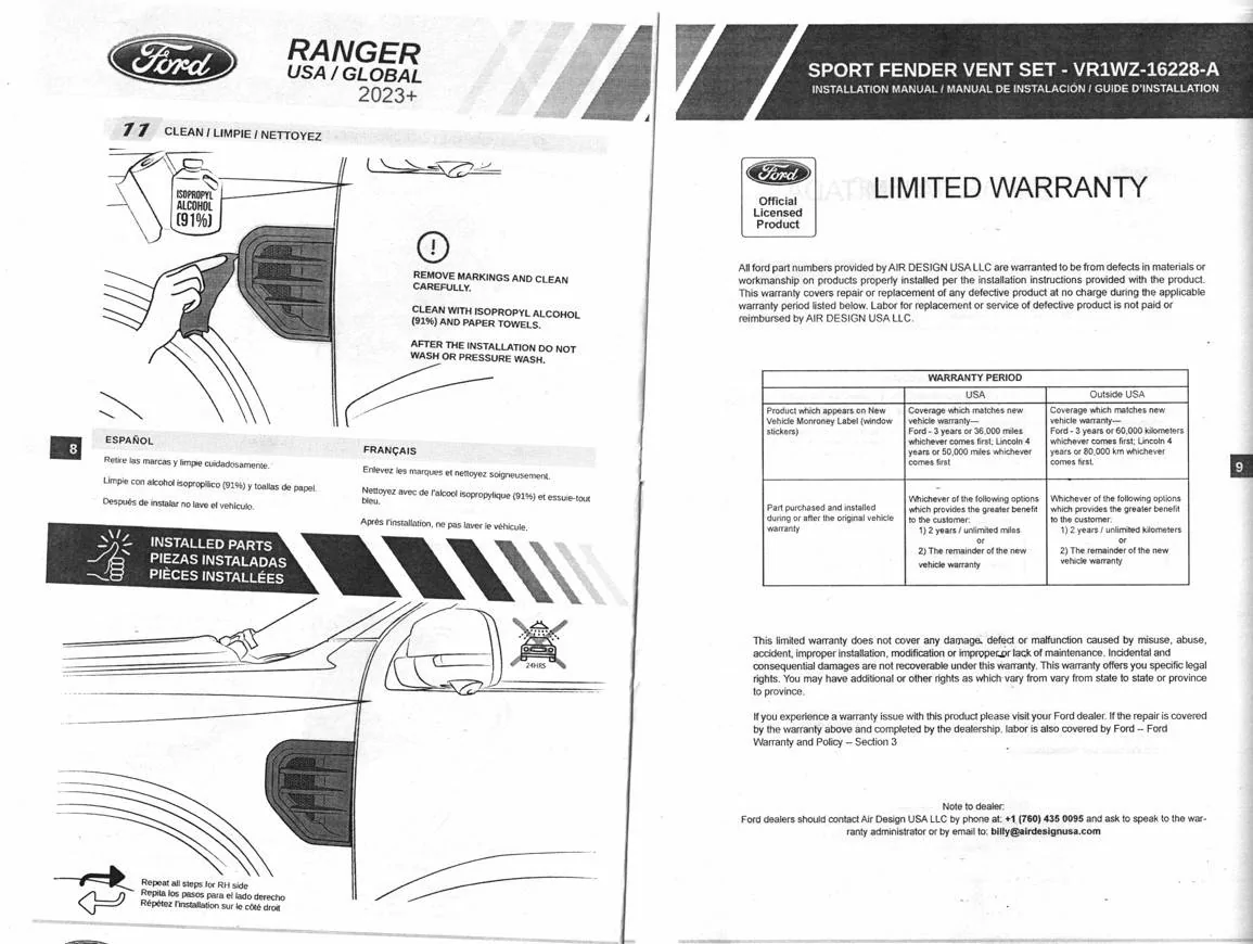 Ford Ranger Anyone install the side vents? Screenshot 2025-03-23 091450
