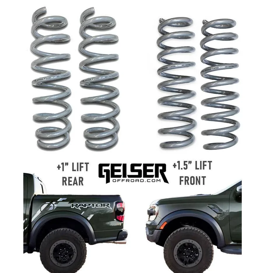 Ford Ranger Geiser Front/Rear Springs: +1.5" Front/+1" Rear spring height