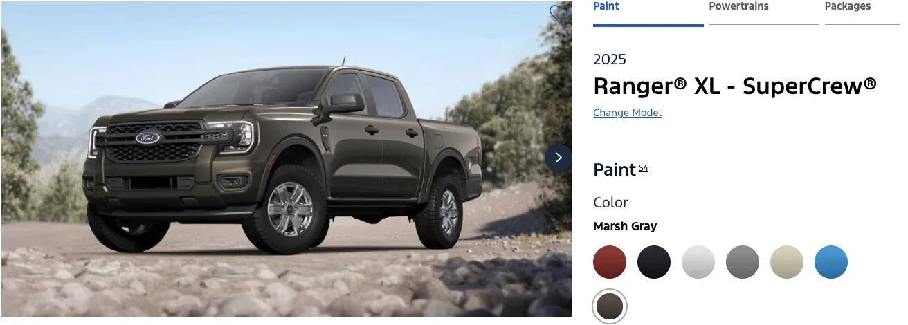 Ford Ranger Marsh Gray disappeared Screenshot 2025-03-30 at 10.15.57 AM