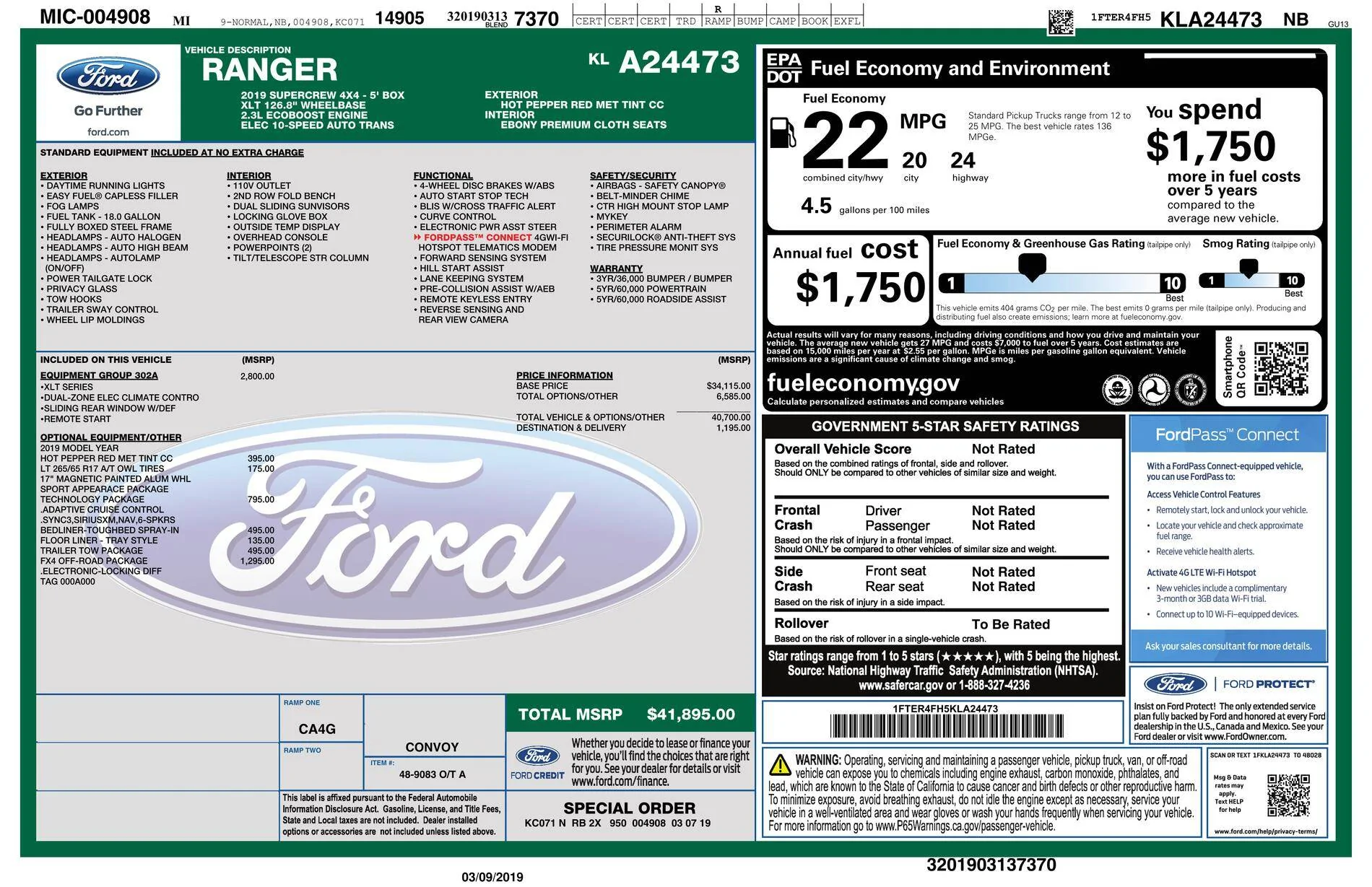 Ford Ranger WxNerd2015's Hot Pepper Red FX4 windowsticker-1
