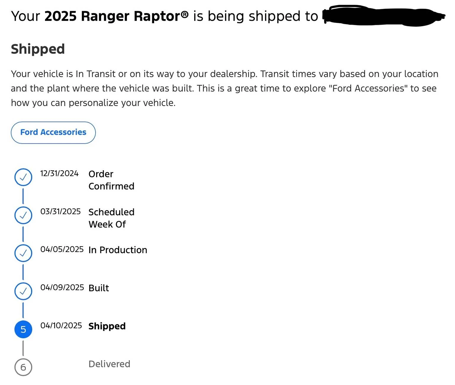 Ford Ranger 2025 Order update IMG_0152