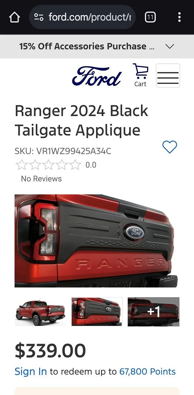 Ford Ranger Installed Ford OEM Tailgate Protector 🇺🇸 tg