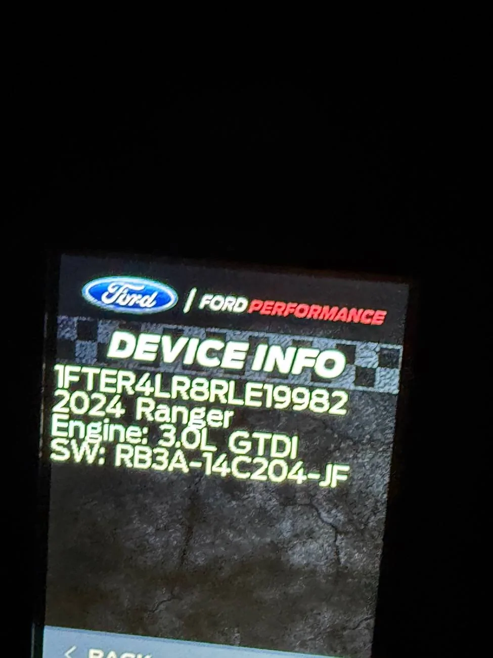 Ford Ranger Anyway to tell if Ford Performance Tune has been installed? IMG_8034