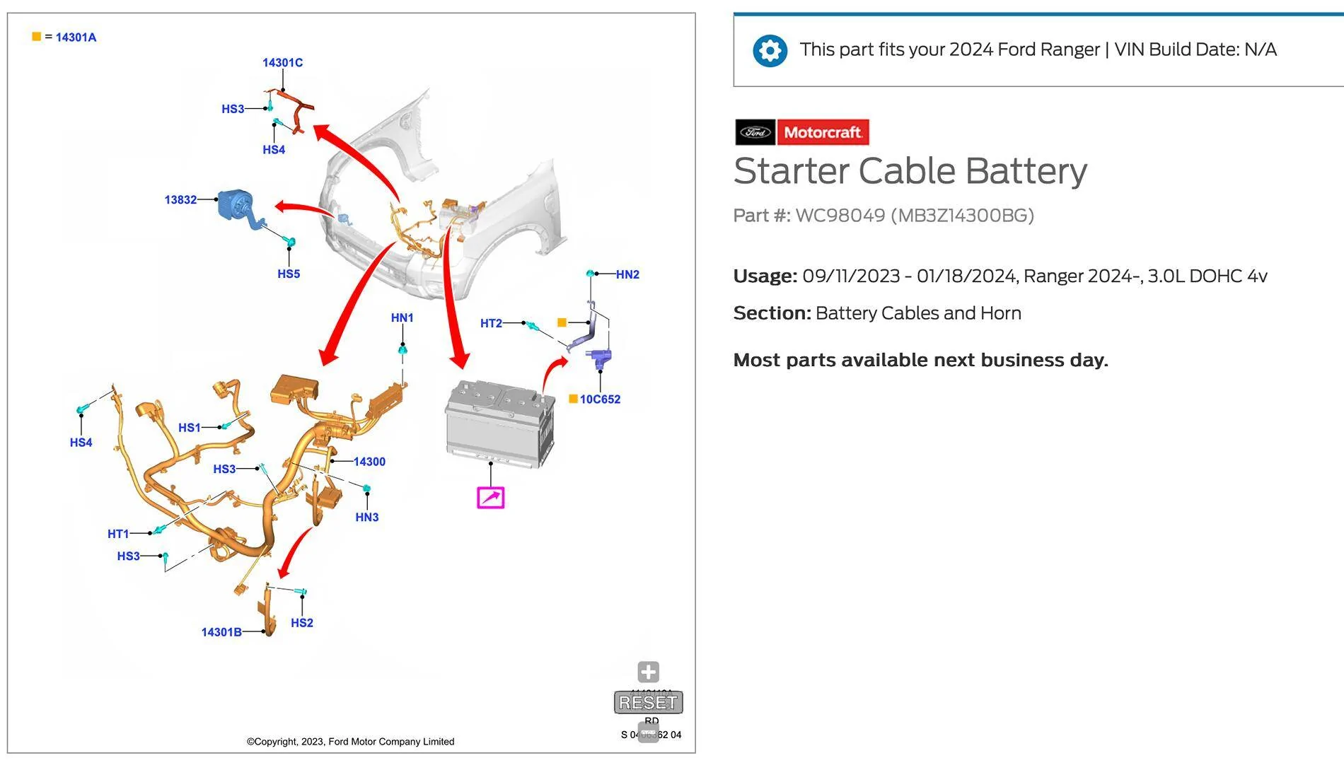 Ford Ranger Partnumber OEM positive battery busbar Screenshot 2025-04-22 at 10.58.41 AM