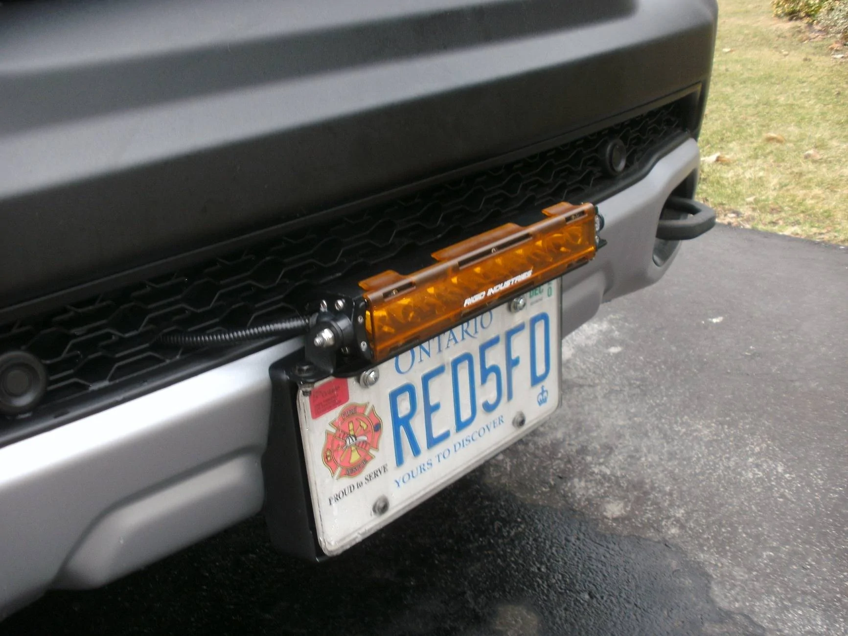 Ford Ranger Raptor bumper light mount. Side view wir