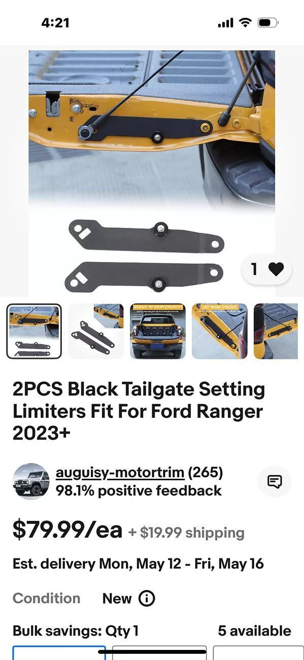 Ford Ranger Adjustable Tailgate Drop Height IMG_2169