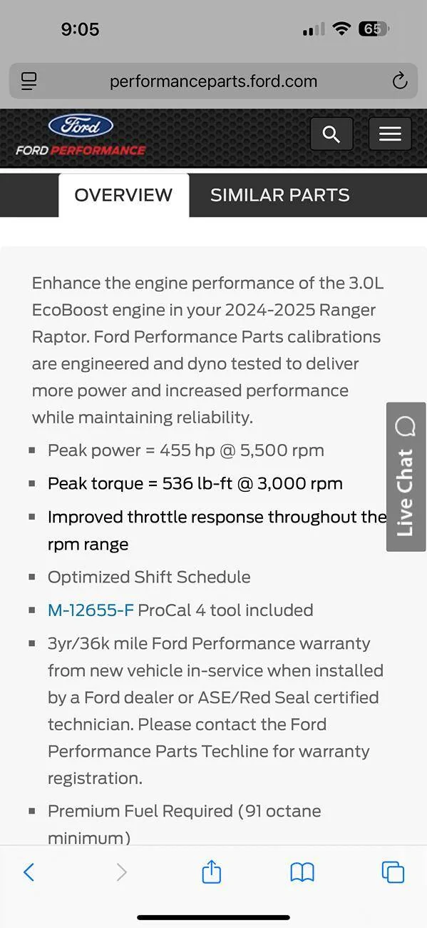 Ford Ranger Ford Performance Tune not approved for 2025 Raptor Ranger IMG_0615