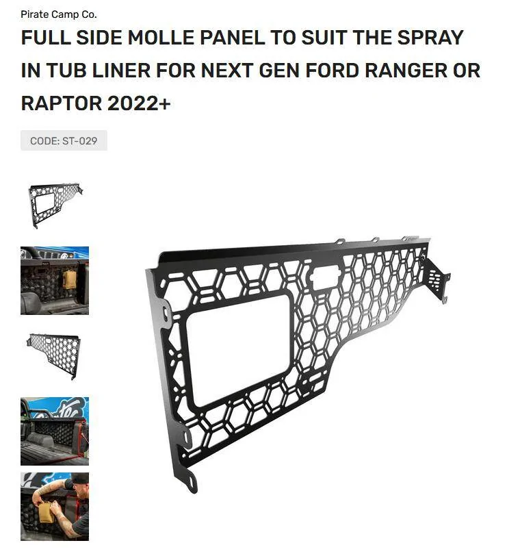 Ford Ranger Bedside Molle Panels PC sides