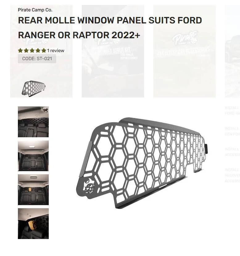 Ford Ranger Bedside Molle Panels PC rear windo