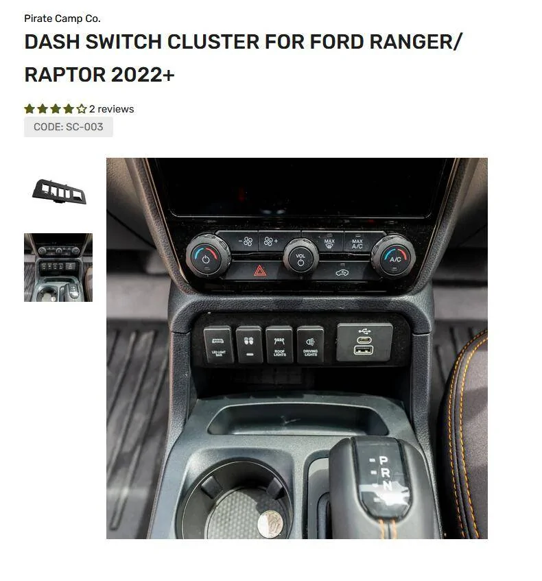Ford Ranger Bedside Molle Panels PC switch