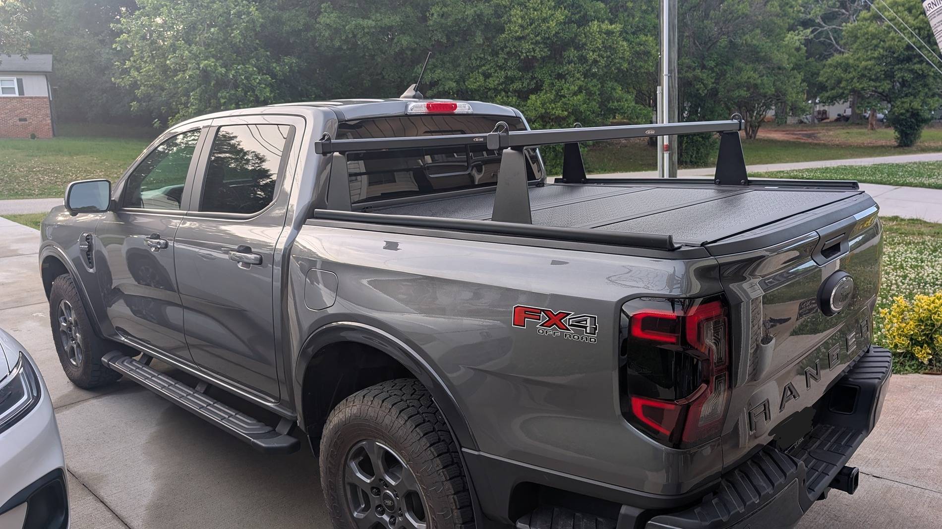 Ford Ranger Installed Gator EFX Tonneau and Adarac Bed Rack Today PXL_20250509_230917842