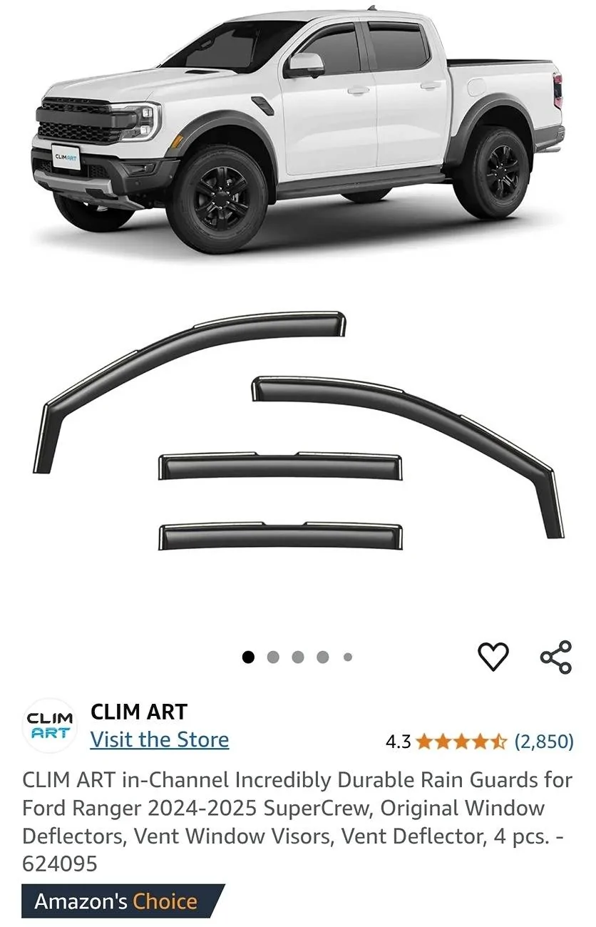 Ford Ranger Found some in-channel vent visors Screenshot_20250604_164520_DuckDuckGo