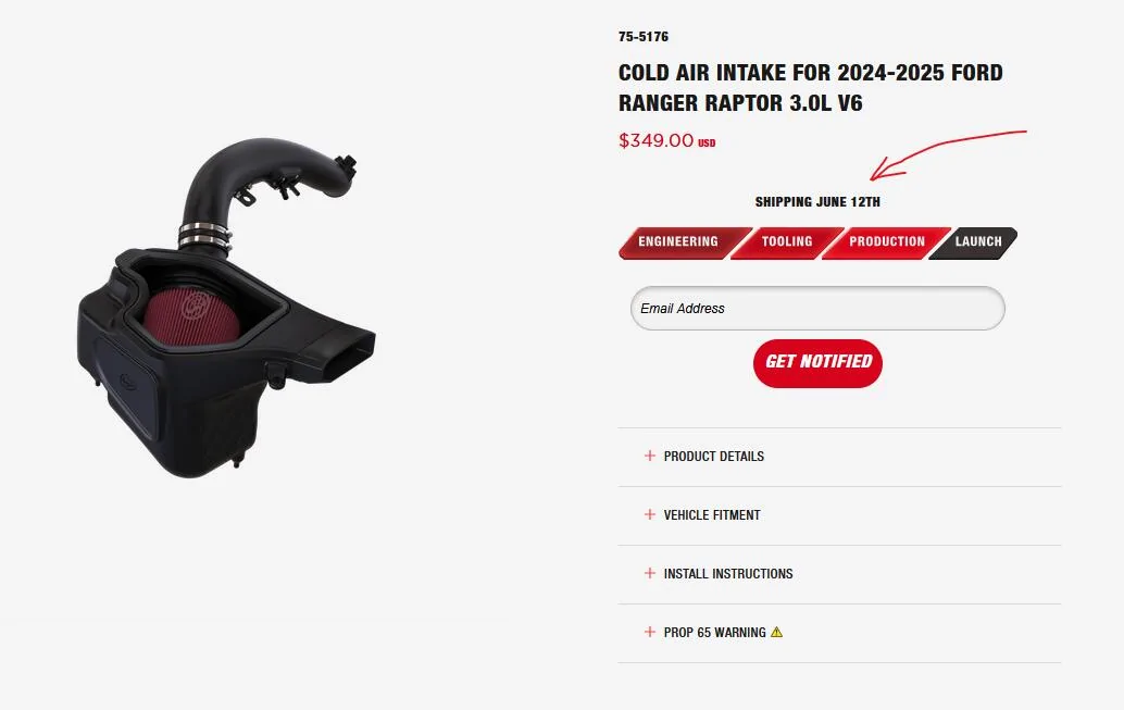 Ford Ranger S&B Ranger Raptor Intake available in May 1749219657890-my