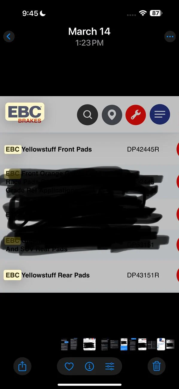 Ford Ranger Ranger Raptor Brake pads IMG_1946