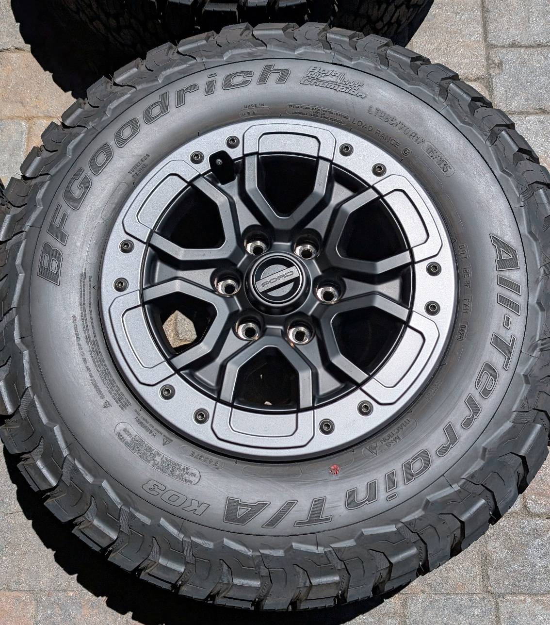 Ford Ranger SF Bay Area:  RR OEM Beadlock Capable Wheels, K03 Tires (plus Spare tire) and TPMS Sensors PXL_20250617_183950631.MP