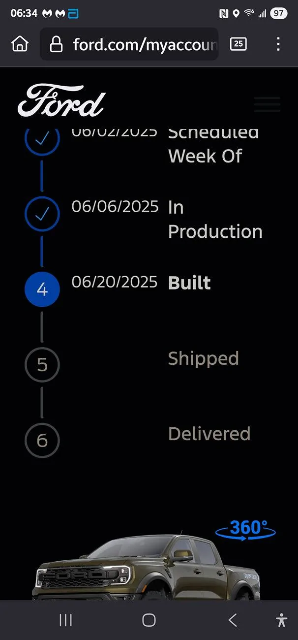 Ford Ranger Order build date finally Screenshot_20250621_063433_Firefox