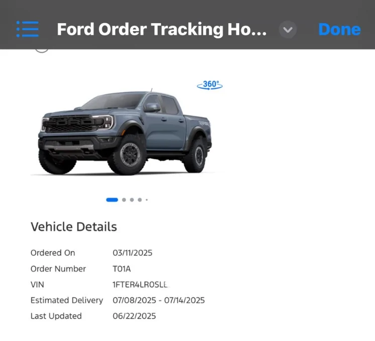 Ford Ranger 2025 Order update IMG_3872