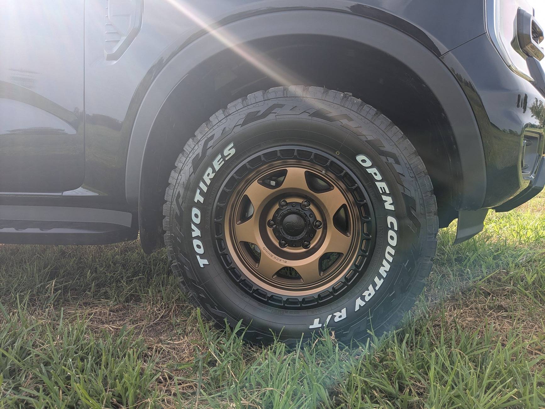 Black Rhino Voyager w/0 Offset wrapped in Toyo Open Country 265 70